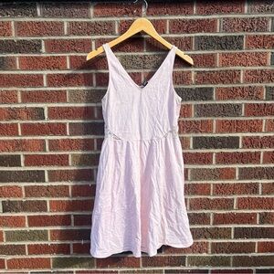 H&M Baby Pink Lace Back Lace Cut Out V Neck Sleeveless Skater Mini Dress
